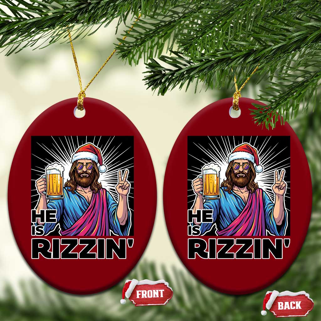 Jesus Xmas Ceramic Ornament Funny Drinking Beer Xmas Holiday TS14 Print Your Wear
