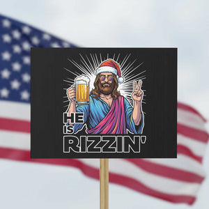 Jesus Christmas Protest Sign Funny Drinking Beer Xmas Holiday TS14 Horizontal 18" × 24" Black Print Your Wear