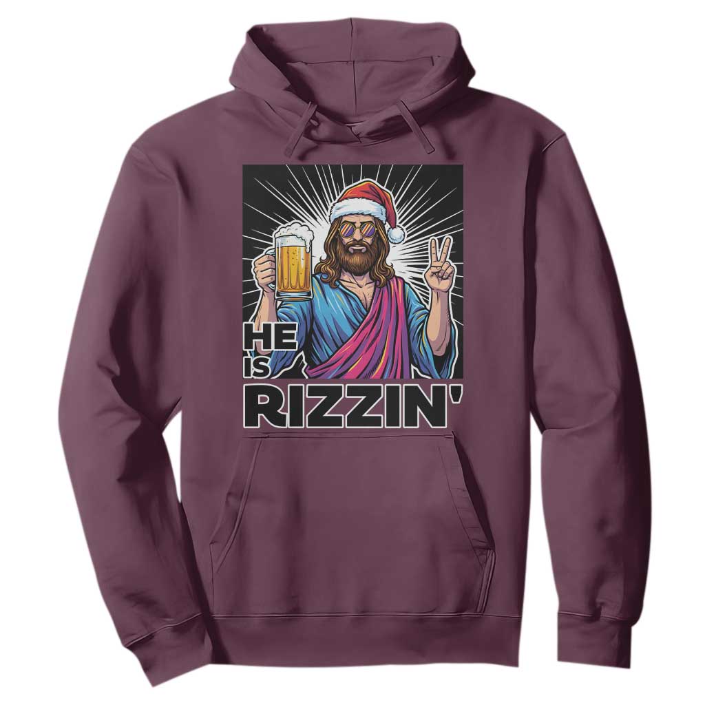 Jesus Christmas Hoodie Funny Drinking Beer Xmas Holiday TS14 Maroon Print Your Wear