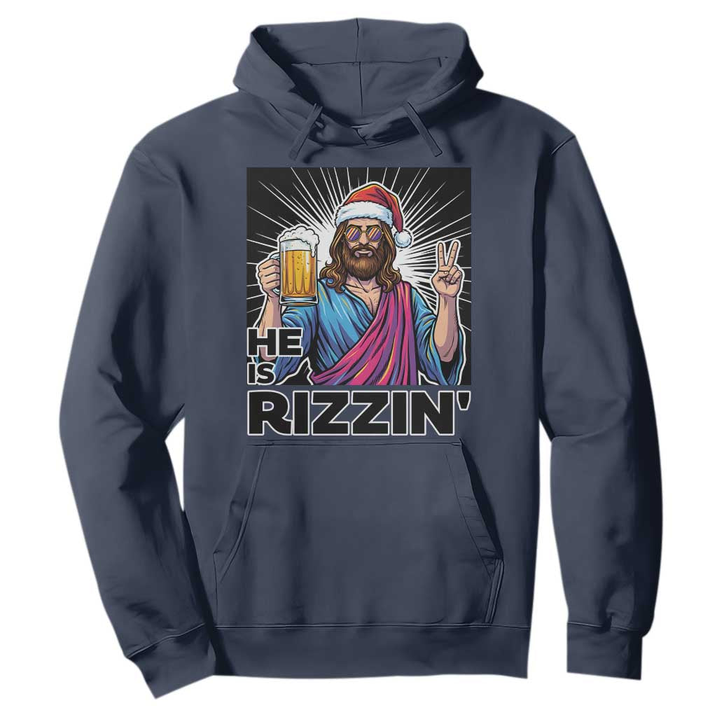 Jesus Christmas Hoodie Funny Drinking Beer Xmas Holiday TS14 Navy Print Your Wear