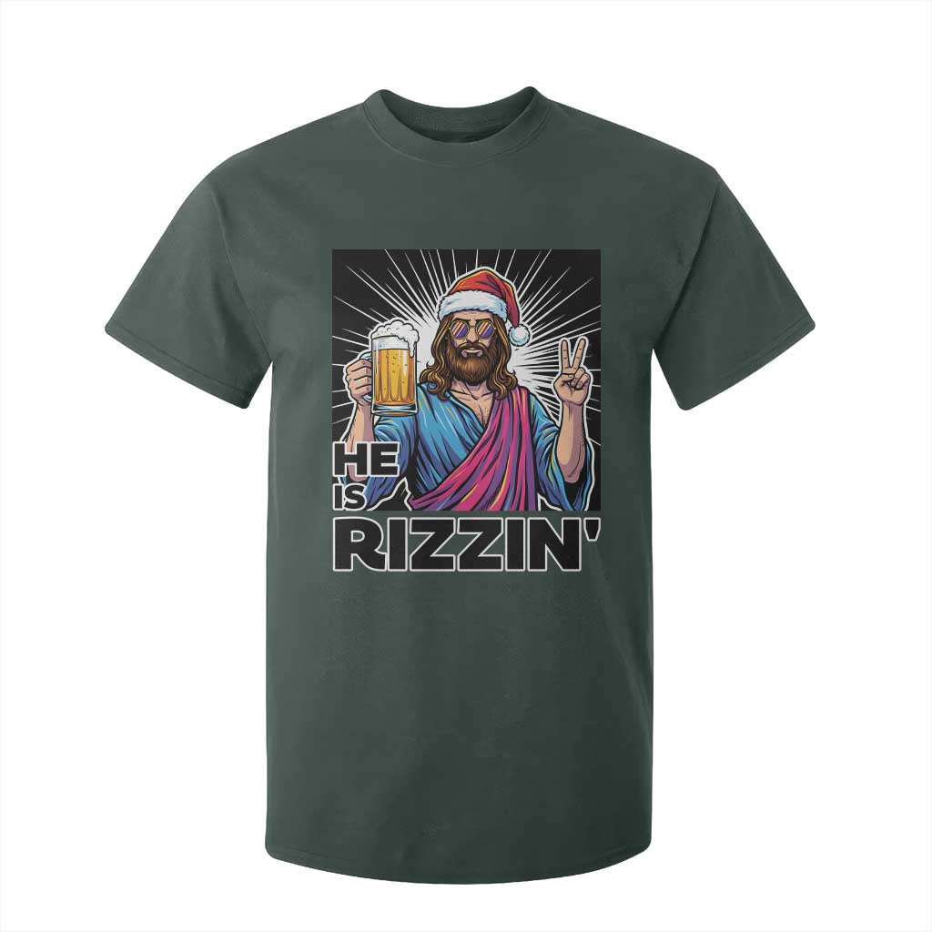 Jesus Christmas T Shirt For Kid Funny Drinking Beer Xmas Holiday TS14 Dark Forest Green Print Your Wear