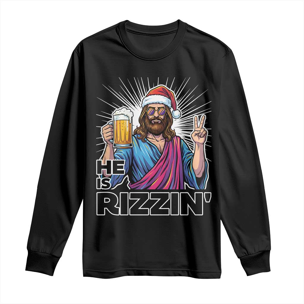 Jesus Christmas Long Sleeve Shirt Funny Drinking Beer Xmas Holiday TS14 Black Print Your Wear