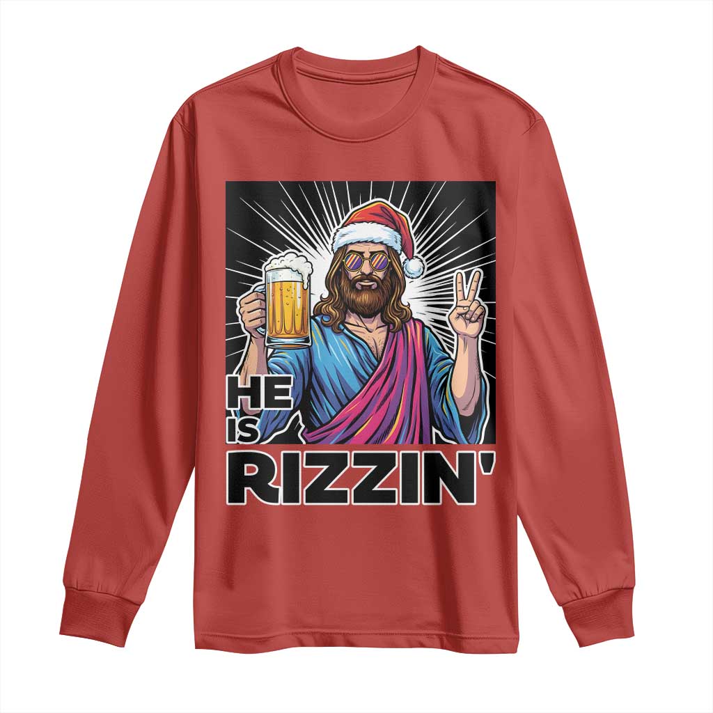 Jesus Christmas Long Sleeve Shirt Funny Drinking Beer Xmas Holiday TS14 Red Print Your Wear
