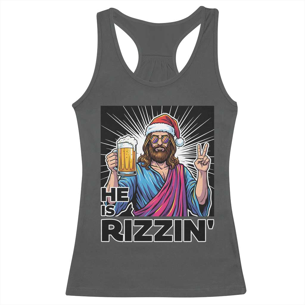 Jesus Christmas Racerback Tank Top Funny Drinking Beer Xmas Holiday TS14 Dark Heather Print Your Wear