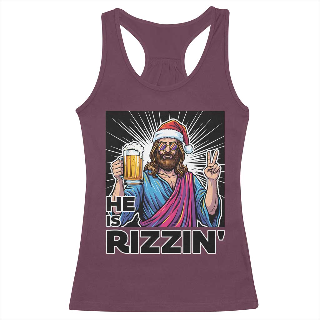 Jesus Christmas Racerback Tank Top Funny Drinking Beer Xmas Holiday TS14 Maroon Print Your Wear