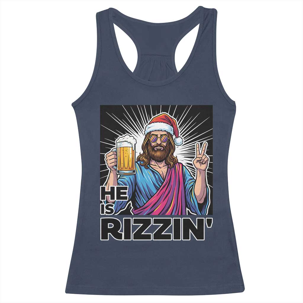 Jesus Christmas Racerback Tank Top Funny Drinking Beer Xmas Holiday TS14 Navy Print Your Wear