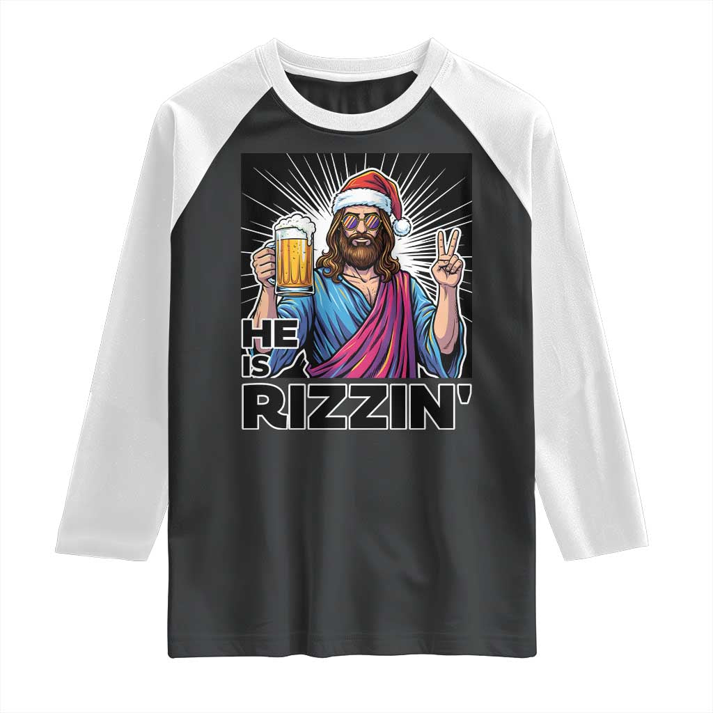 Jesus Christmas Raglan Shirt Funny Drinking Beer Xmas Holiday TS14 Black White Print Your Wear