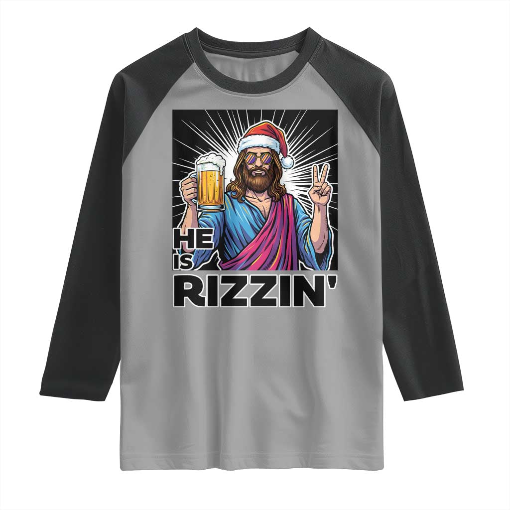 Jesus Christmas Raglan Shirt Funny Drinking Beer Xmas Holiday TS14 Sport Gray Black Print Your Wear