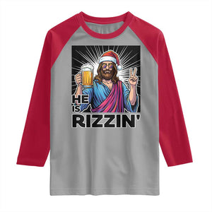 Jesus Christmas Raglan Shirt Funny Drinking Beer Xmas Holiday TS14 Sport Gray Red Print Your Wear