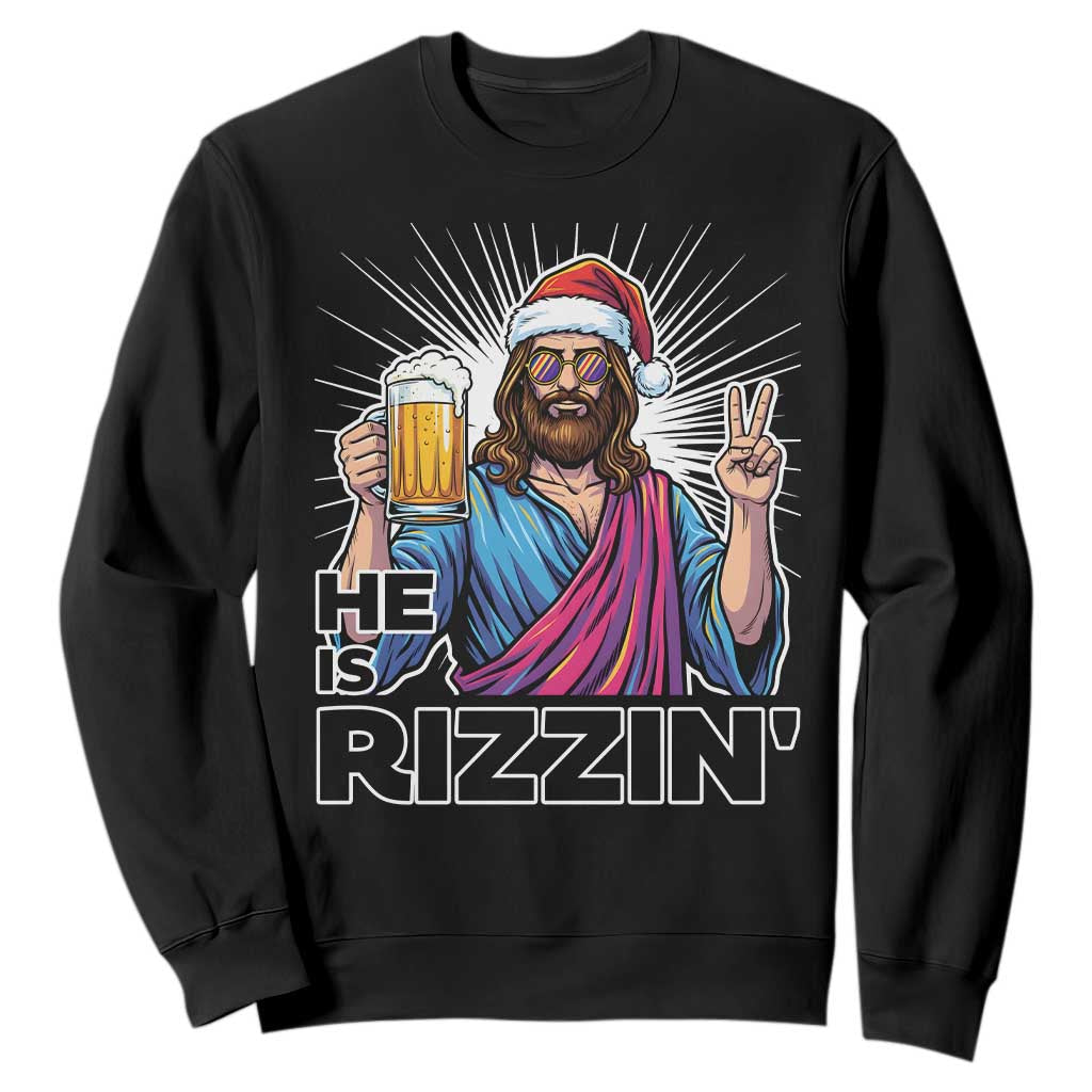 Jesus Christmas Sweatshirt Funny Drinking Beer Xmas Holiday TS14 Black Print Your Wear
