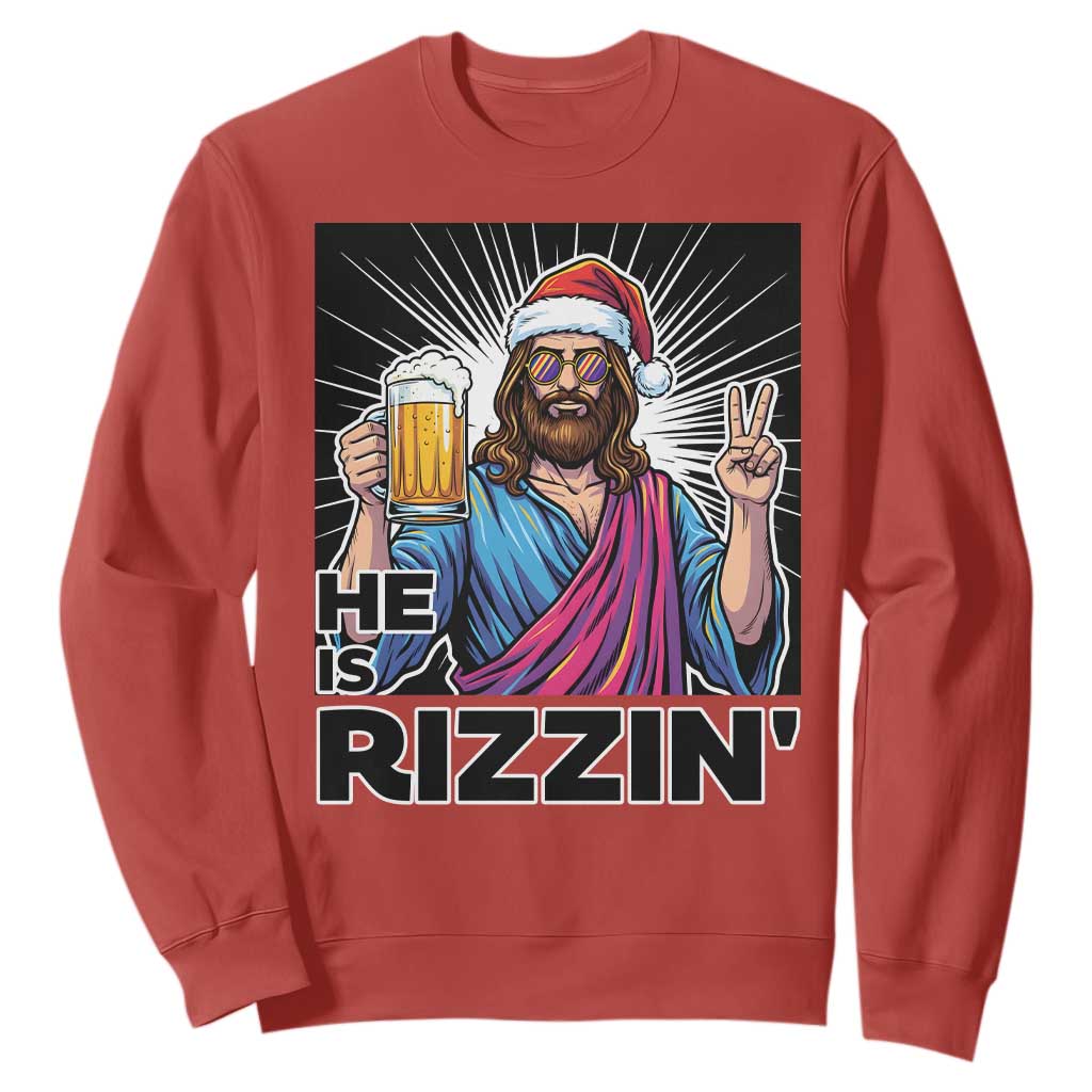 Jesus Christmas Sweatshirt Funny Drinking Beer Xmas Holiday TS14 Red Print Your Wear