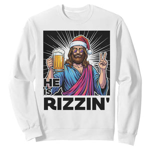 Jesus Christmas Sweatshirt Funny Drinking Beer Xmas Holiday TS14 White Print Your Wear