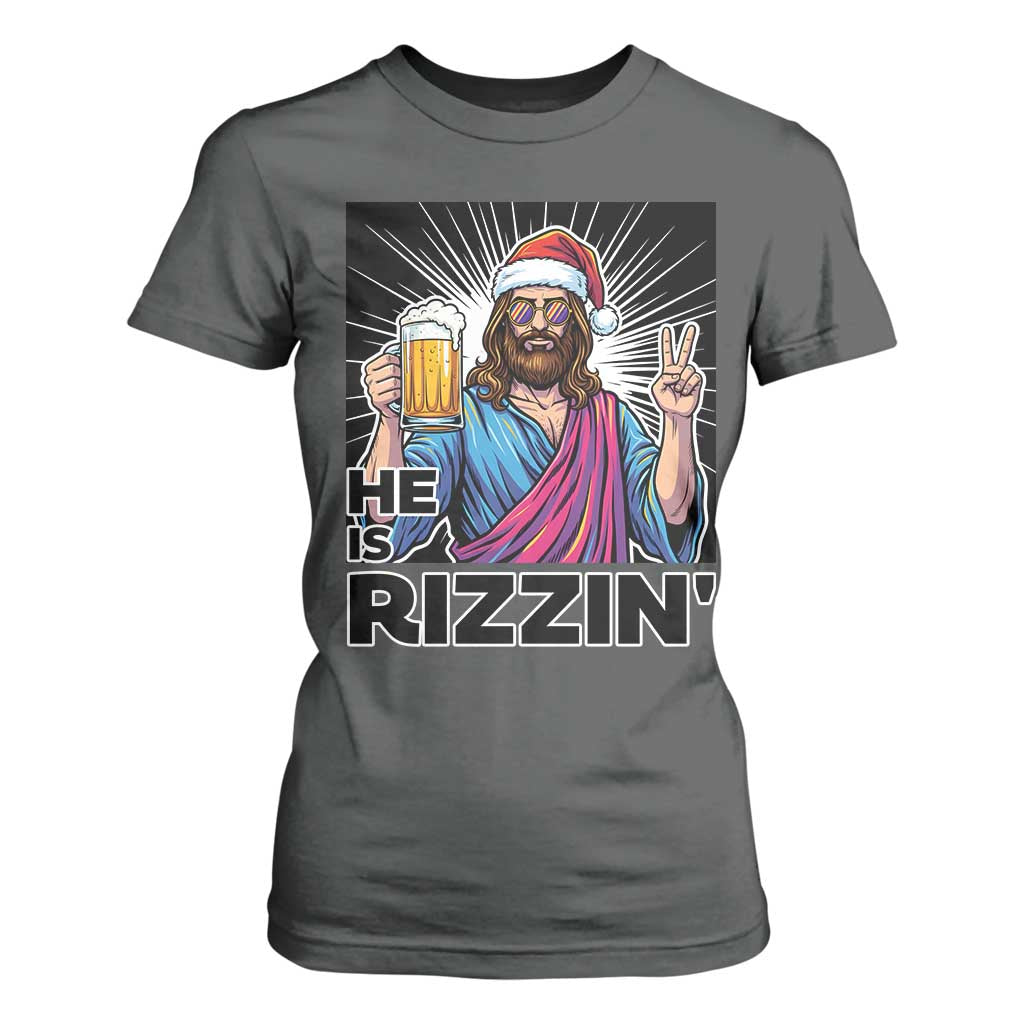 Jesus Christmas T Shirt For Women Funny Drinking Beer Xmas Holiday TS14 Dark Heather Print Your Wear