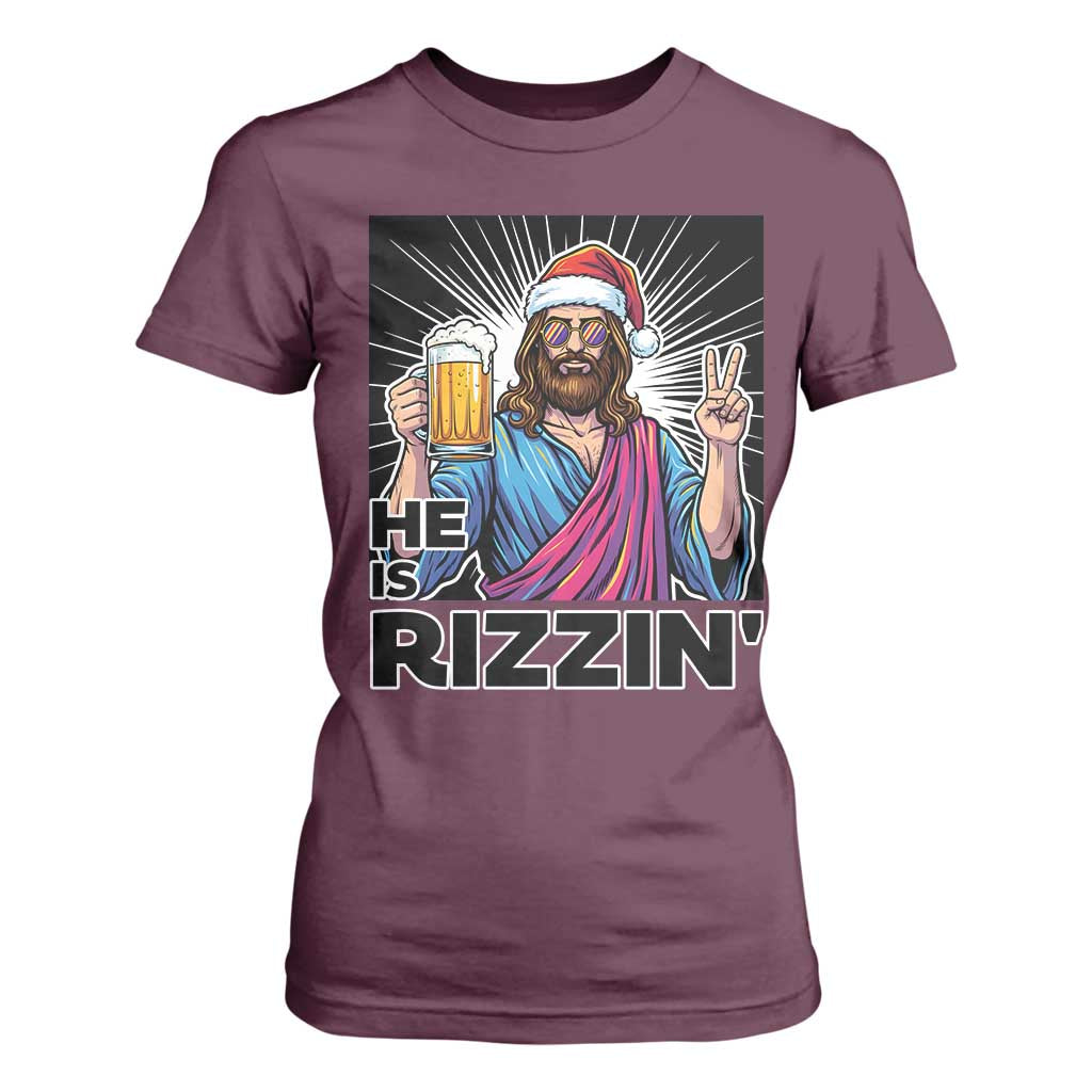 Jesus Christmas T Shirt For Women Funny Drinking Beer Xmas Holiday TS14 Maroon Print Your Wear