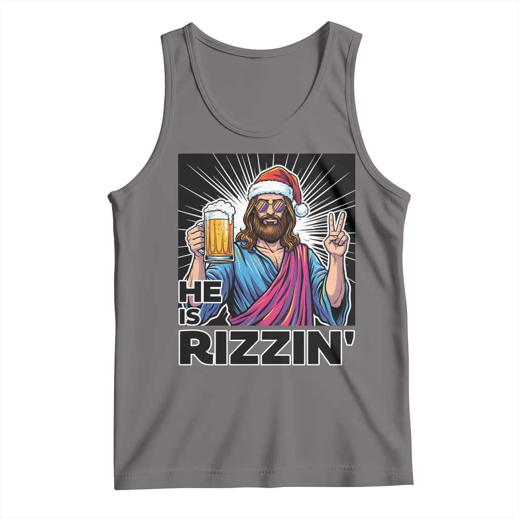 Jesus Christmas Tank Top Funny Drinking Beer Xmas Holiday TS14 Deep Heather Print Your Wear