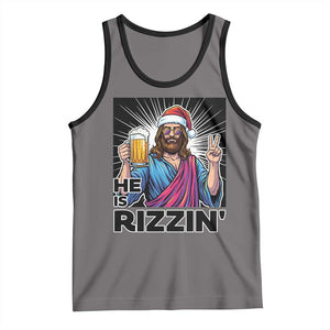 Jesus Christmas Tank Top Funny Drinking Beer Xmas Holiday TS14 Deep Heather Black Print Your Wear