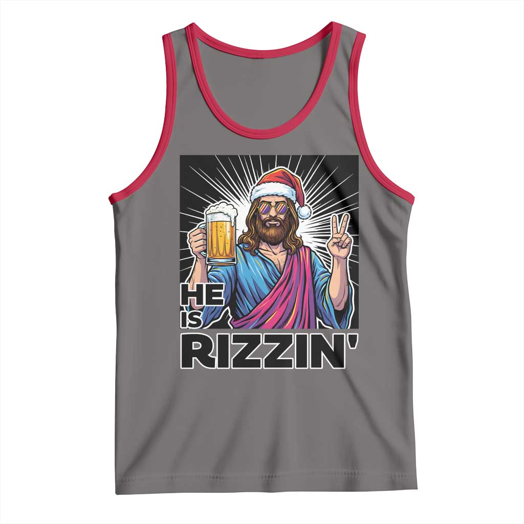Jesus Christmas Tank Top Funny Drinking Beer Xmas Holiday TS14 Deep Heather Red Print Your Wear