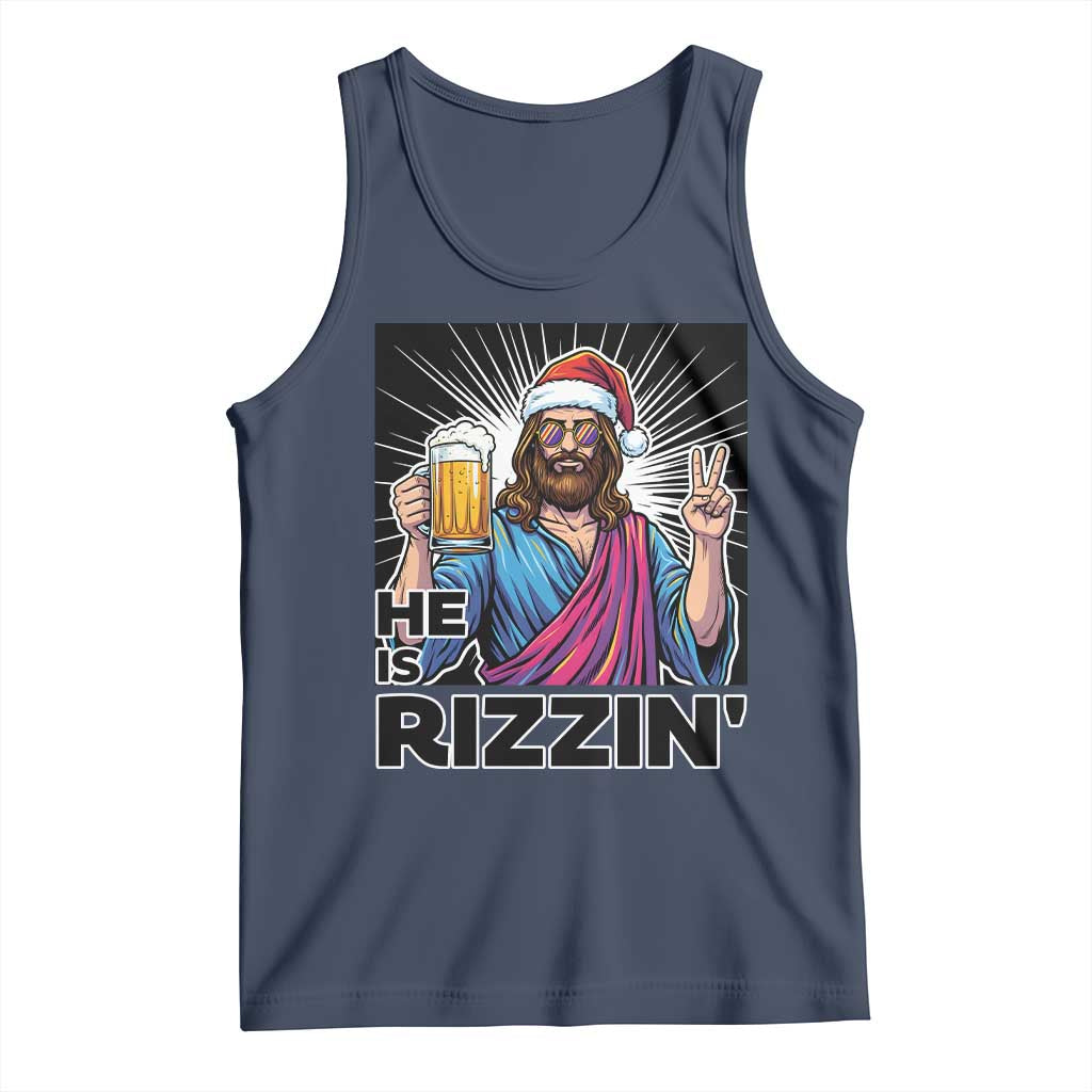 Jesus Christmas Tank Top Funny Drinking Beer Xmas Holiday TS14 Navy Print Your Wear