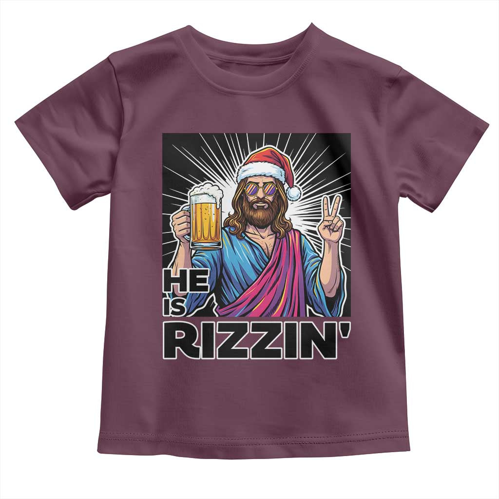 Jesus Christmas Toddler T Shirt Funny Drinking Beer Xmas Holiday TS14 Maroon Print Your Wear
