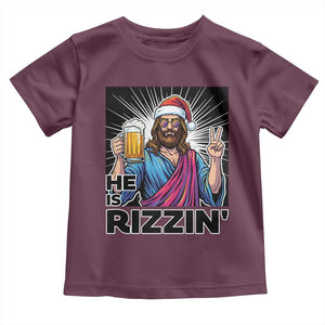 Jesus Christmas Toddler T Shirt Funny Drinking Beer Xmas Holiday TS14 Maroon Print Your Wear
