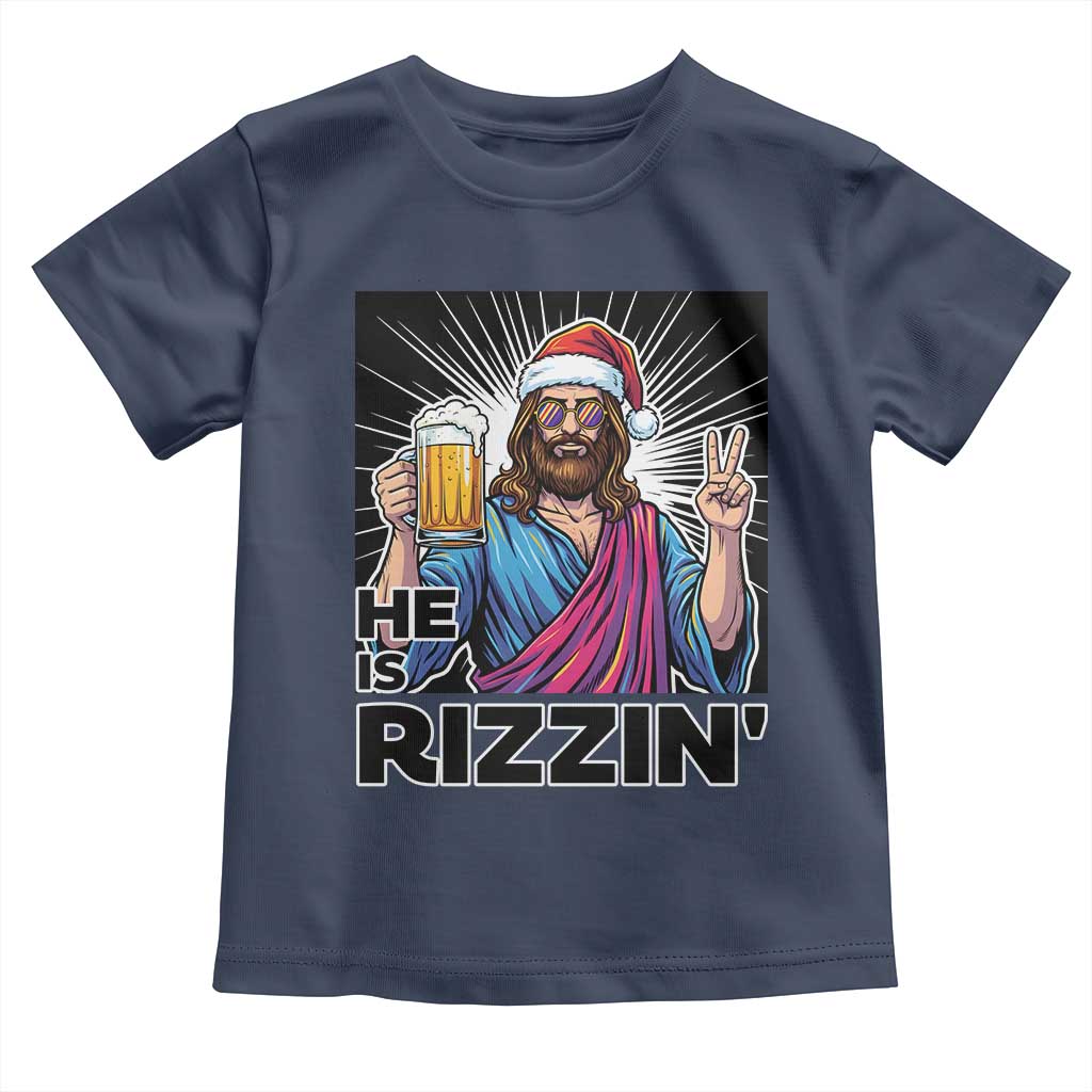 Jesus Christmas Toddler T Shirt Funny Drinking Beer Xmas Holiday TS14 Navy Print Your Wear
