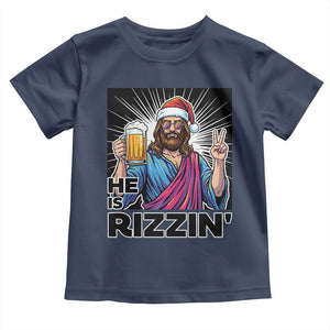 Jesus Christmas Toddler T Shirt Funny Drinking Beer Xmas Holiday TS14 Navy Print Your Wear