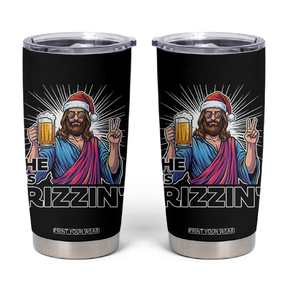 Jesus Christmas Tumbler Cup Funny Drinking Beer Xmas Holiday TS14 Black Print Your Wear
