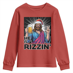 Jesus Christmas Youth Sweatshirt Funny Drinking Beer Xmas Holiday TS14 Red Print Your Wear