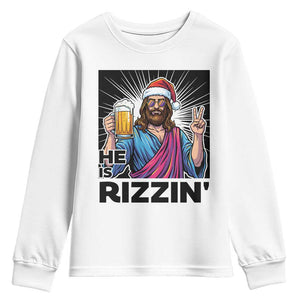 Jesus Christmas Youth Sweatshirt Funny Drinking Beer Xmas Holiday TS14 White Print Your Wear