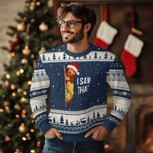 Jesus Xmas Meme Ugly Christmas Sweater I Saw That TS14 Navy Beige Print Your Wear