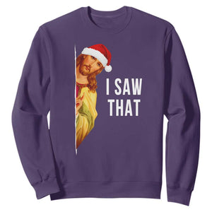 Jesus Christmas Meme Sweatshirt I Saw That TS14 Purple Print Your Wear