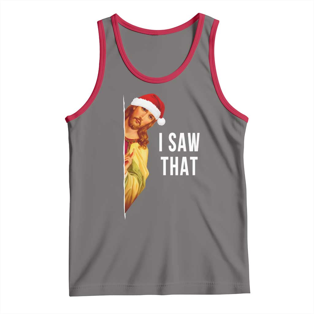 Jesus Christmas Meme Tank Top I Saw That TS14 Deep Heather Red Print Your Wear