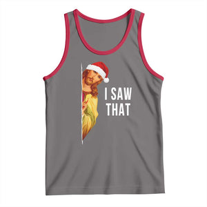 Jesus Christmas Meme Tank Top I Saw That TS14 Deep Heather Red Print Your Wear