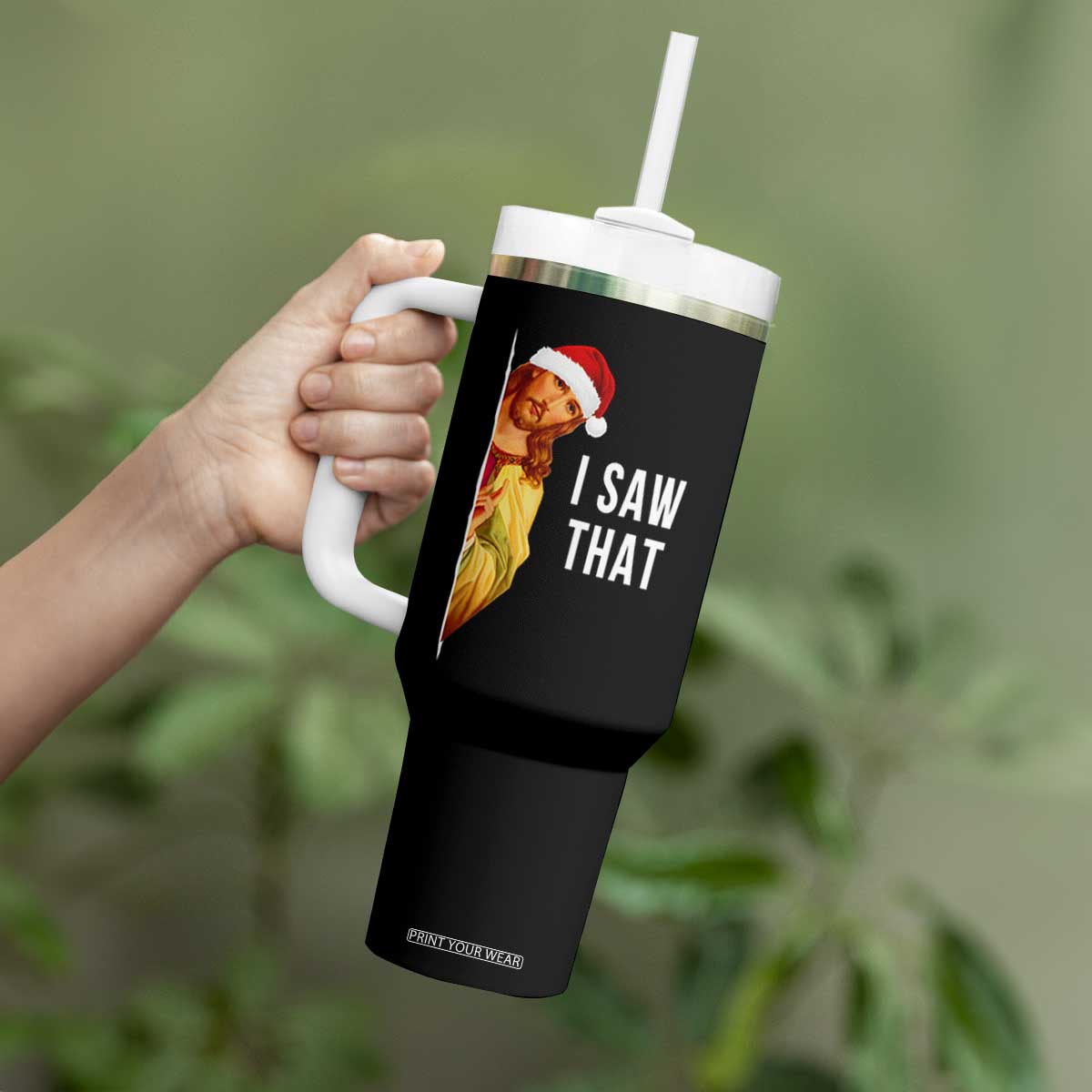 Jesus Christmas Meme Tumbler With Handle I Saw That TS14 Print Your Wear