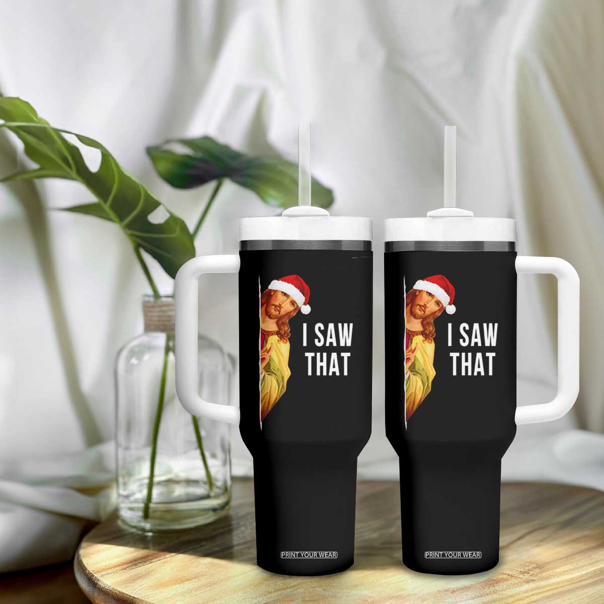 Jesus Christmas Meme Tumbler With Handle I Saw That TS14 Print Your Wear
