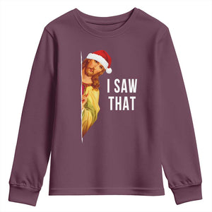 Jesus Christmas Meme Youth Sweatshirt I Saw That TS14 Maroon Print Your Wear