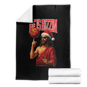 Jesus Basketball Christmas Throw Blanket He Is Rizzin TS14 Black Print Your Wear