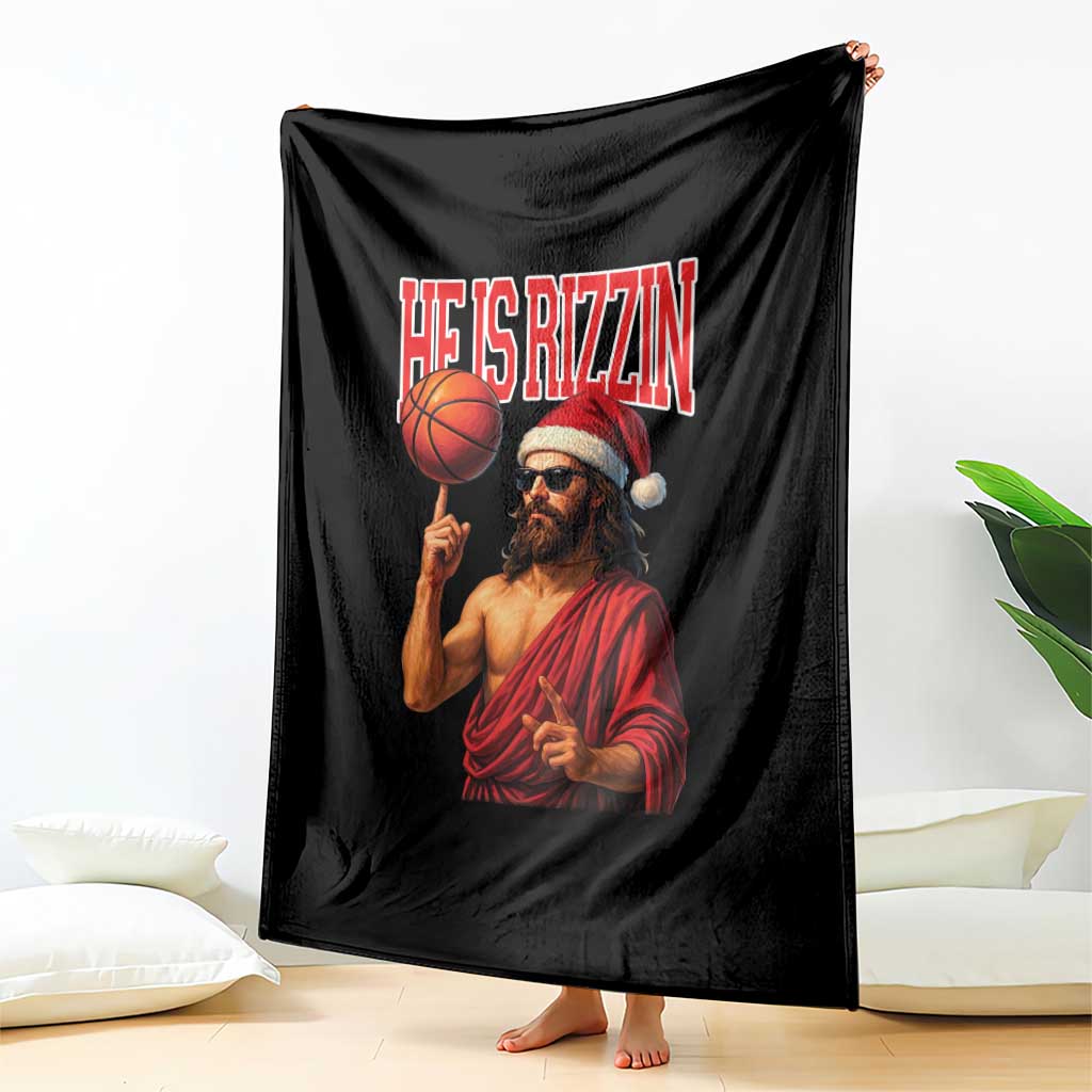 Jesus Basketball Christmas Throw Blanket He Is Rizzin TS14 Print Your Wear