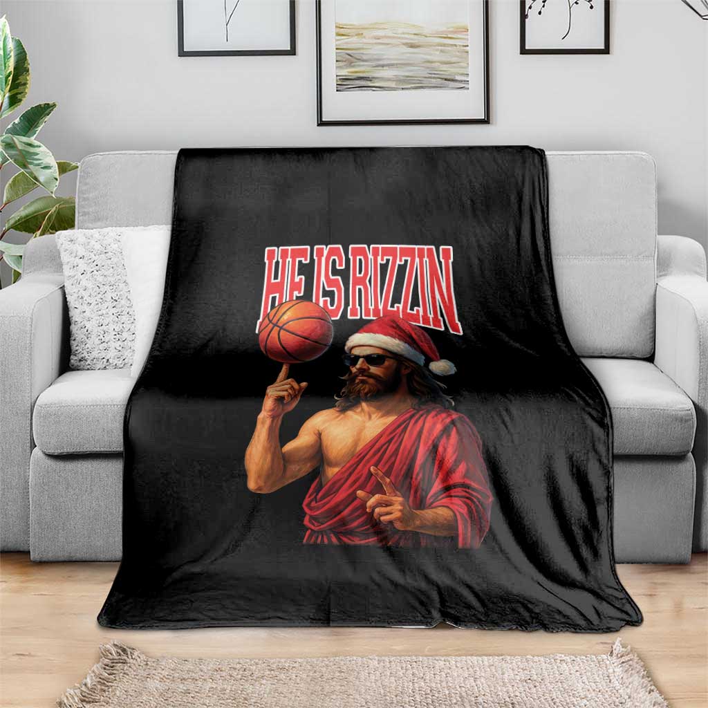 Jesus Basketball Christmas Throw Blanket He Is Rizzin TS14 Print Your Wear