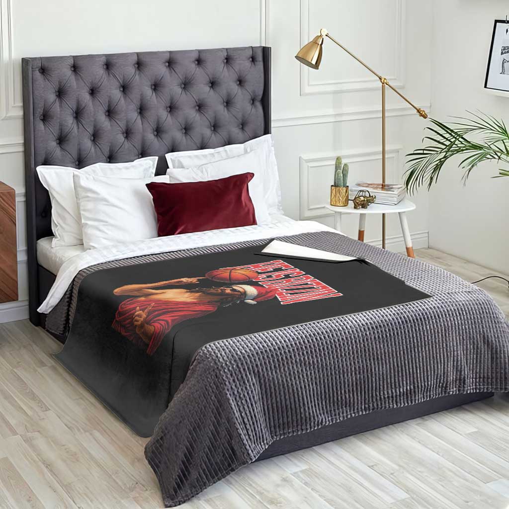 Jesus Basketball Christmas Throw Blanket He Is Rizzin TS14 Print Your Wear
