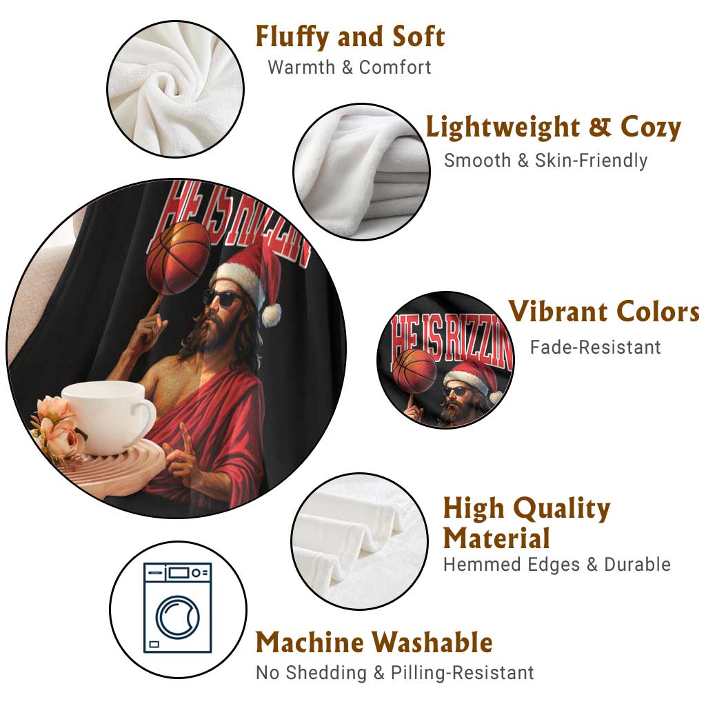 Jesus Basketball Christmas Throw Blanket He Is Rizzin TS14 Print Your Wear