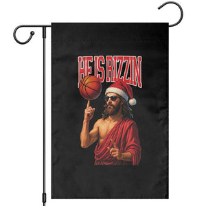 Jesus Basketball Christmas Garden Flag He Is Rizzin TS14 Black Print Your Wear