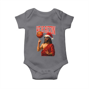 Jesus Basketball Christmas Baby Onesie He Is Rizzin TS14 Charcoal Print Your Wear