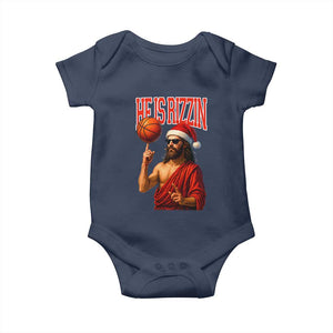 Jesus Basketball Christmas Baby Onesie He Is Rizzin TS14 Navy Print Your Wear