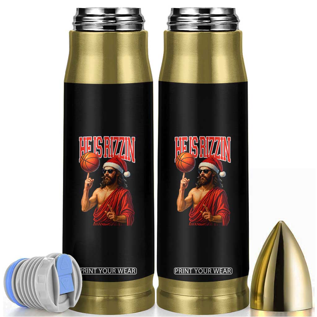 Jesus Basketball Christmas Bullet Tumbler He Is Rizzin TS14 Black Print Your Wear