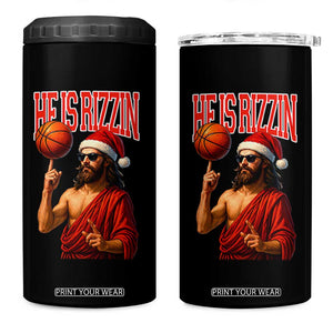 Jesus Basketball Christmas 4 in 1 Can Cooler Tumbler He Is Rizzin TS14 One Size: 16 oz Black Print Your Wear