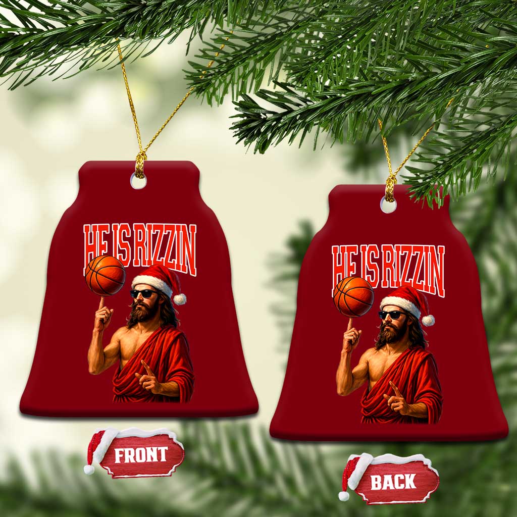Jesus Basketball Xmas Ceramic Ornament He Is Rizzin TS14 Print Your Wear