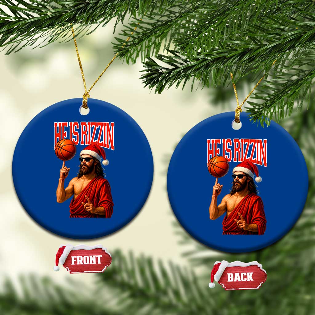 Jesus Basketball Xmas Ceramic Ornament He Is Rizzin TS14 1pc Blue Print Your Wear