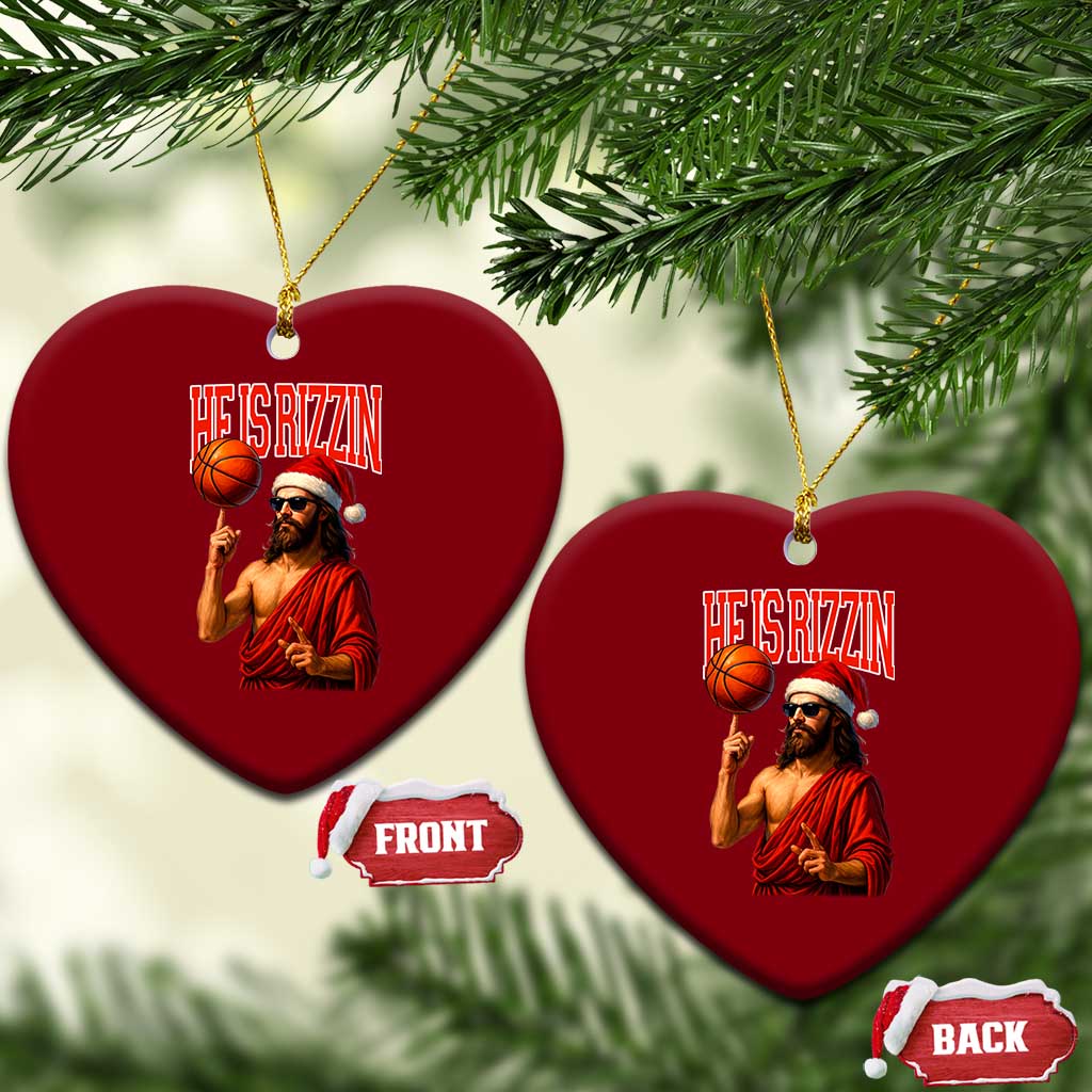 Jesus Basketball Xmas Ceramic Ornament He Is Rizzin TS14 Print Your Wear