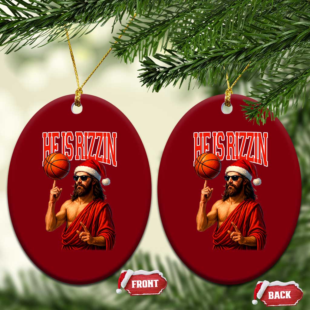 Jesus Basketball Xmas Ceramic Ornament He Is Rizzin TS14 Print Your Wear